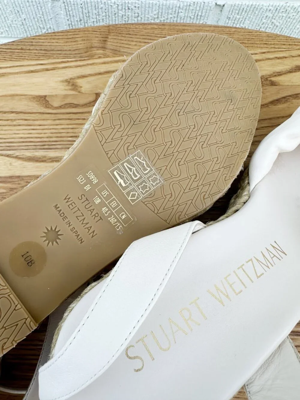 NEW Stuart Weitzman Playa Espadrille Knot Wedge Sandalss Seashell Ivory Sz 10B